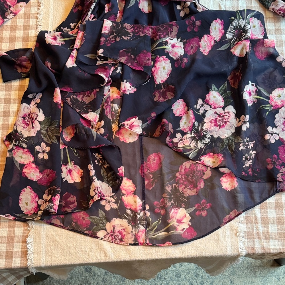 Eliza J Floral Wrap Dress - Black and Pink - Picture 3 of 6